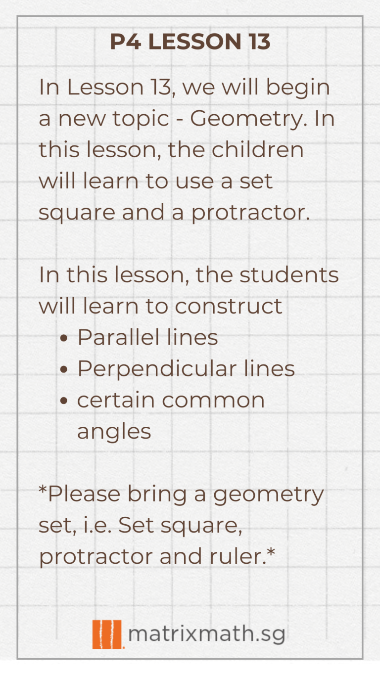 Lesson 13 Synopsis for Primary 4 Math | Matrix Math